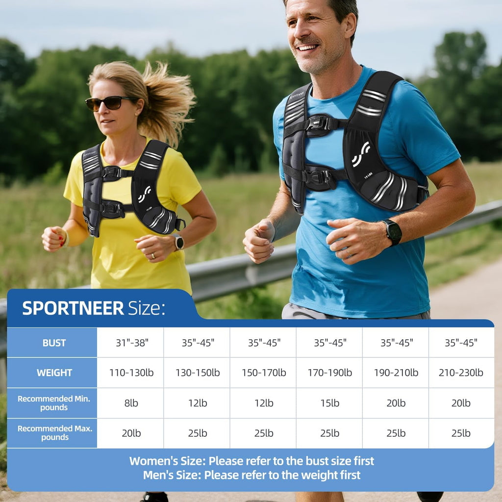 Sportneer Weighted Vest - Adjustable 8lb to 25lb for Women | Ideal for Running, Walking & Strength Training