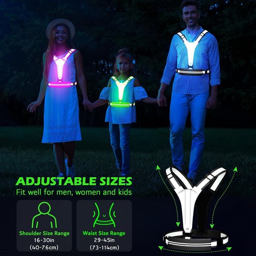 LED Reflective Vest by [Brand Name] - USB Rechargeable Light-Up Running Gear with Phone Holder | Ideal for Night Walks
