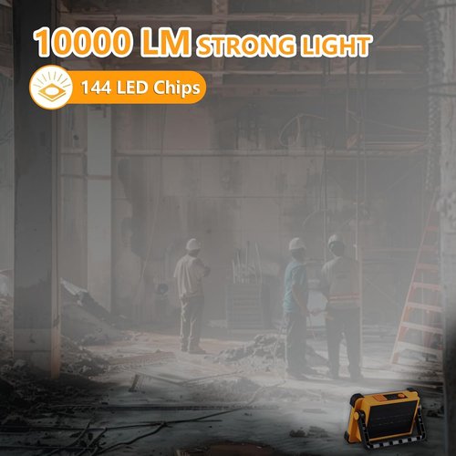 **Skiennix 120W Solar Rechargeable Work Light - 10000LM Portable Flood Light with IP66 Waterproof Design**