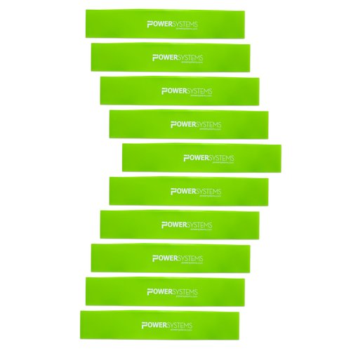Power Systems Versa Loop Resistance Bands, 10-Pack – Color-Coded Exercise Bands for Workout, Strength Training, Physical Therapy – Light