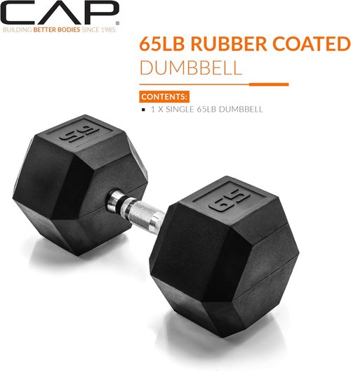CAP Barbell Coated Hex Dumbbell Weights - Single | Choose From 10-120 lbs Options