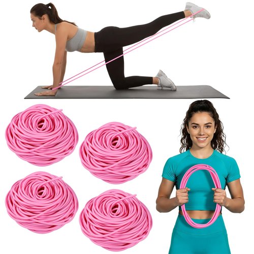 Teyva Daily 4 Roll Latex Resistance Tubes, 25 ft, Exercise Bands Professional Grade Strength Training Bands for Women Exercise, Lower Pilates, Training, Workout(Medium Level 2,Pink)