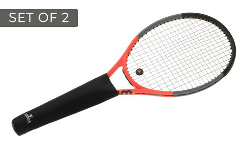 Thorza Tennis Racket Grip Cover (Set of 2), Black, Removable Protective Handle Wrap for Storage and Bag Transport, Universal Racket Accessory for Active Players.