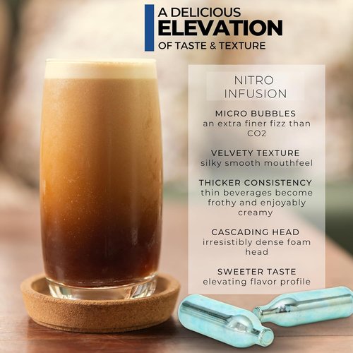 ICO Nitrogen Cartridges - 10pcs Non-Threaded 2g N2 for Nitro Cold Brew Coffee & Beer