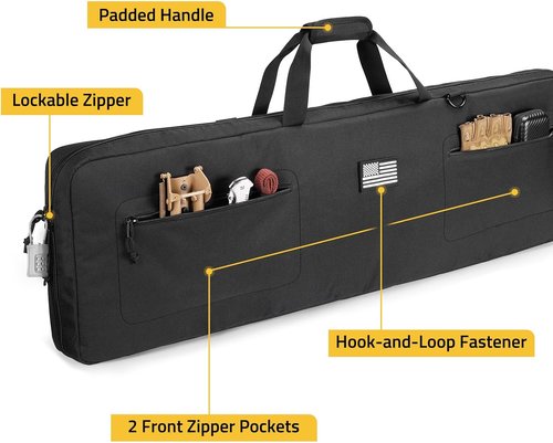 CVLIFE 42" Soft Rifle Case - Padded Long Gun Bag with Zipper Pockets & Adjustable Strap | Black