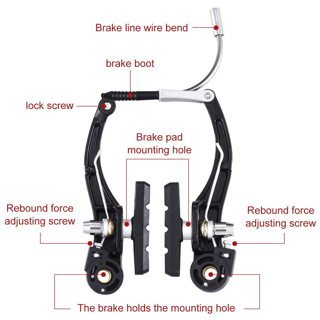 Universal Mountain Bike Brakes Set - 2 Pairs, Replacement for Most Bicycles, Includes 2 Pieces Brake Cables, Gear Shift Cable Wire, End Caps, End Ferrules(Black)