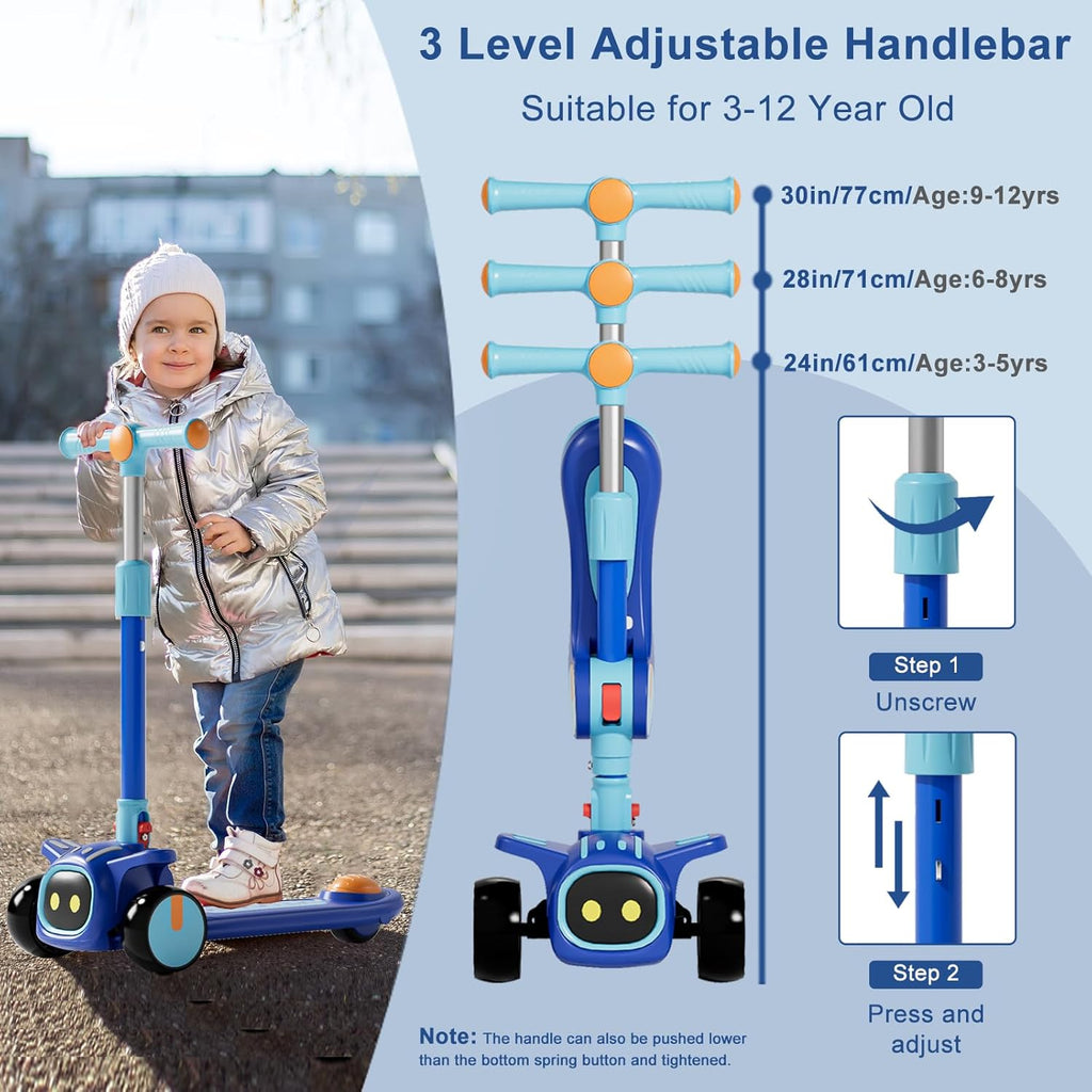 Skiennix 2-in-1 Kids Scooter - Adjustable Height & Seat | Safe 3-Wheel Kick Scooter for Ages 3-8