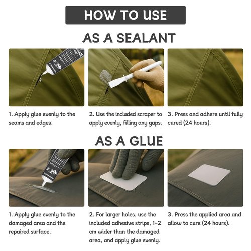 NICE2MEU 120ml Tent Seam Sealer, Waterproof & Leak-Proof, Quick Drying & Transparent, Seam Sealer Tent Sealant Repair Kit for Tents, Sleeping Mats, Awnings