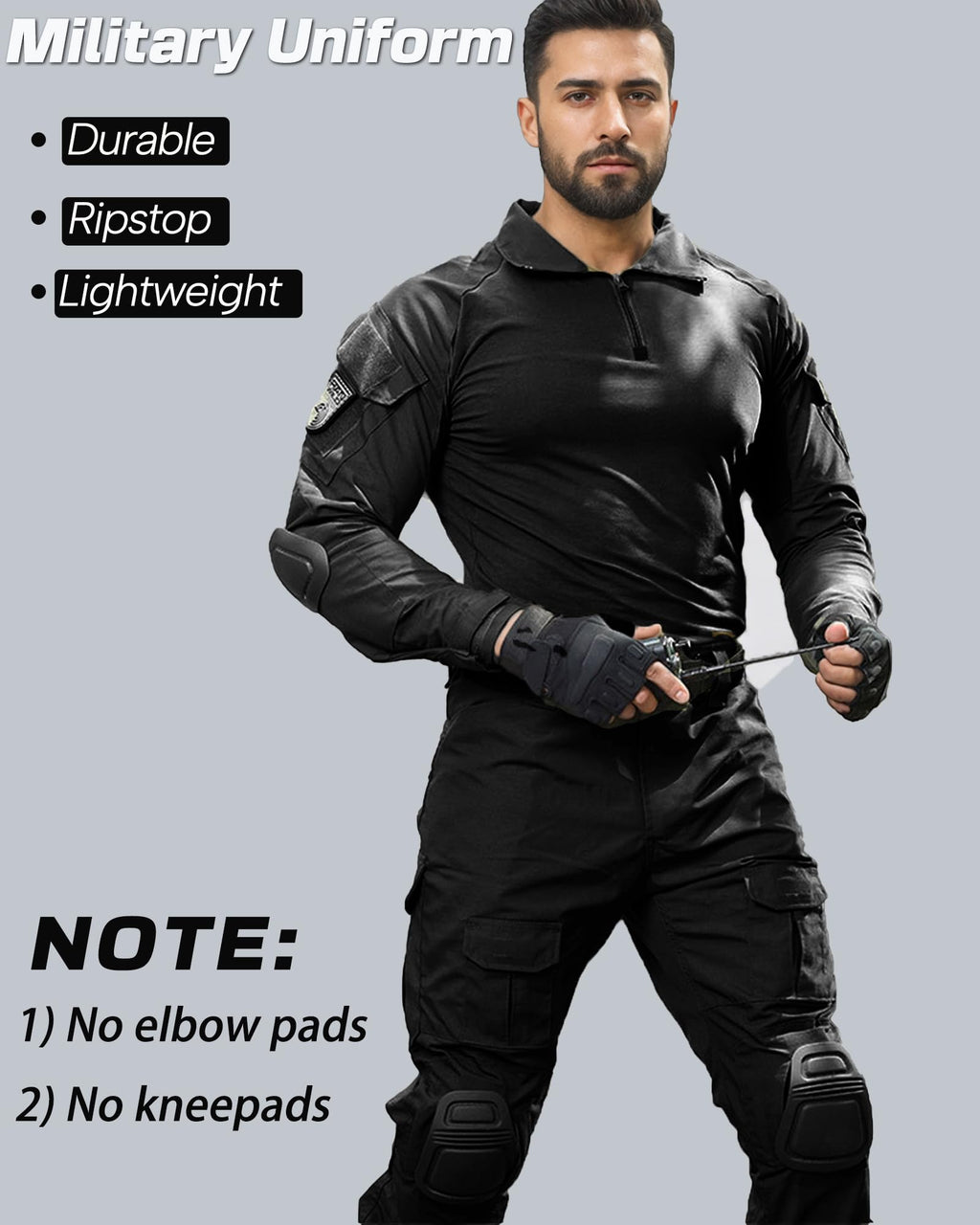 Mens Tactical Suit G2 Military Apparel Set Quick-Dry Hunting Paintball Gear Uniform Combat Shirt and Pants for Men Black XL