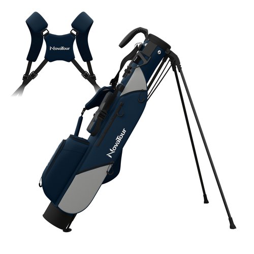 NovaTour Ultra Lightweight Premium Golf Bag for Par 3 and Executive Courses, with Double Strap, 6 Zippered Pockets, Insulated Cooler Pocket, Waterproof Pocket, and Automatic Stand Legs (Arctic Blue)