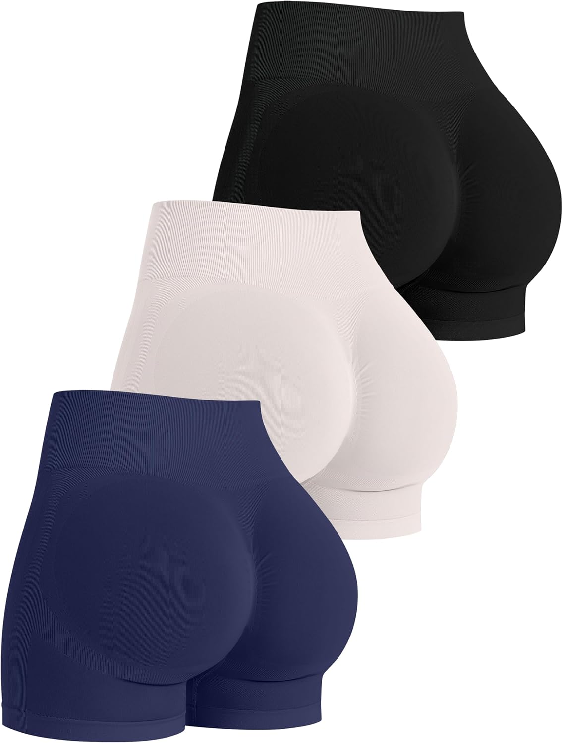 OLCHEE Women's Workout Shorts - Seamless Scrunch Butt Lifting | 3-Pack High Waisted Yoga Gym Shorts