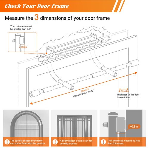 ENERGI CORE Pull Up Bar for Doorway | No-Screw Chin Up Bar with Multi-Grip Foam Handles | Heavy-Duty Home Gym Strength Training Equipment | Upper Body Workout Bar for Standard Door Frames