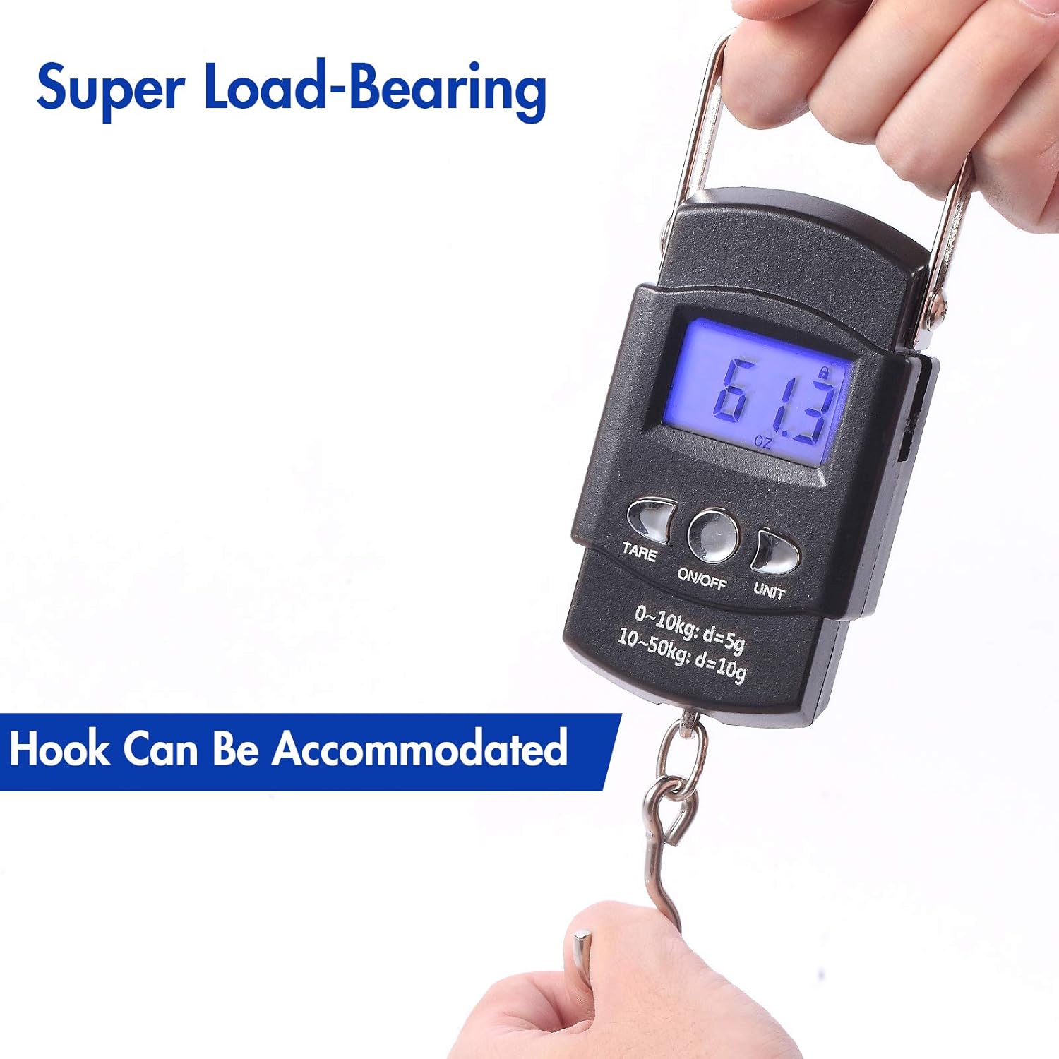 Portable Fish Scale by [Brand Name] - 110lb Capacity with Backlit LCD Display & Measuring Tape | Black
