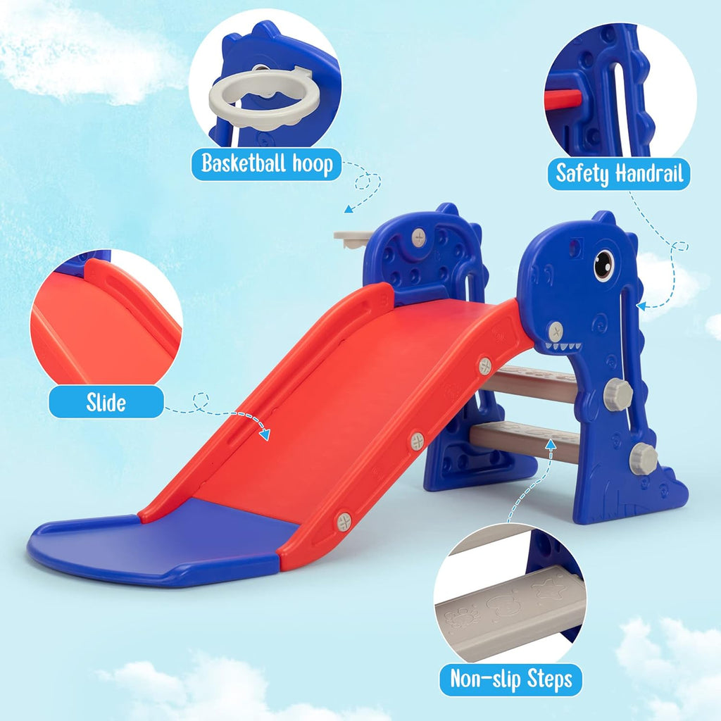 Nyeekoy Toddler Slide - 3-in-1 Kids Climber Playset with Basketball Hoop | Indoor & Outdoor Fun