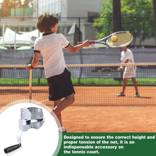 Zonon Hand Crank Tensioner Iron Tennis Post Reel Hand Crank Tensioning Device Tennis Post Winder Accessories with Long Detachable Handle for Outdoor Volleyball Badminton Pole Net
