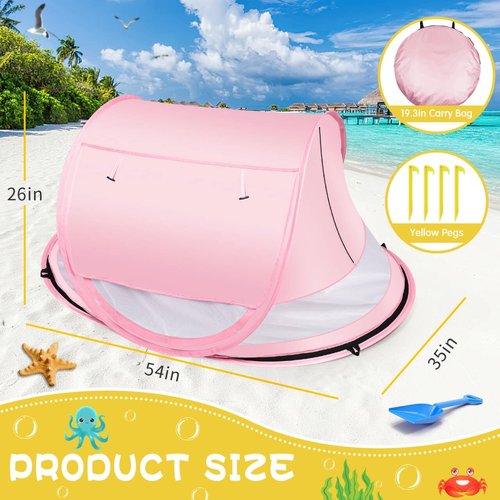 Baby Beach Tent - Large Pop-Up Sun Shade with Mosquito Net | Portable UPF 50+ UV Protection for Infants