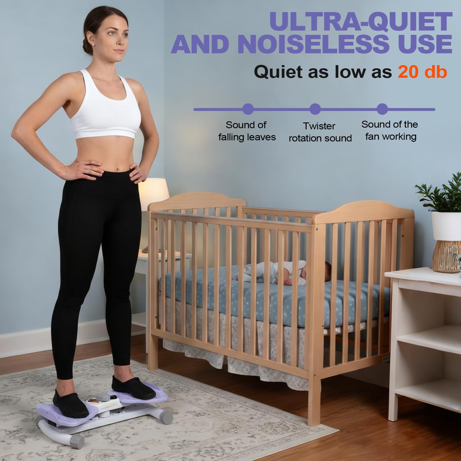 Reinforced Structure Waist Twister Machine Exercise, Ab Twist Board 440 lbs Weight Capacity for Slim Waist and Core, with Smart LED Digital Display Track Time, Reps, Calories for Women (Lavender)