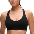 CRZ YOGA Butterluxe Racerback Sports Bra - Supportive V Neck Padded Wireless Crop Top for Women