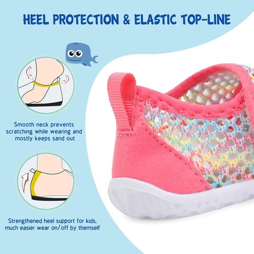 LeIsfIt Toddler Water Shoes - Breathable Quick-Dry Aqua Socks for Kids | Ideal for Beach & Pool Fun