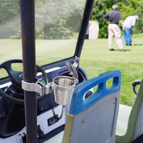 Cigar Holder for Golf Cart Multi-Functional Golf Cigar Holder,Golf Cart Cigar Holder Clip Golf Cigar Holder With Lid Cup Holder Can Lock the Odor and Dust, Cigar Holder Mountable 20-70 Ring Diameter