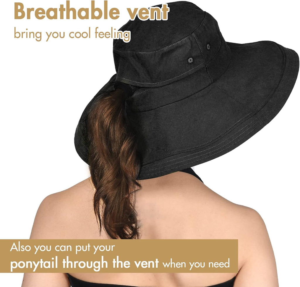 Skiennix Sun Hat for Women - Wide Brim Gardening & Beach Protection | Breathable Cotton Summer Hat
