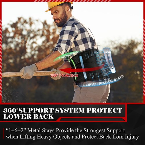 QIBODA Plus Size 4XL/5XL Back Brace with Bionic Lumbar Panel, Strong Back Support Belt for Heavy Lifting, Lumbar Support Belt for Men & Women Lower Back Pain Relief, Herniated Disc, Sciatica