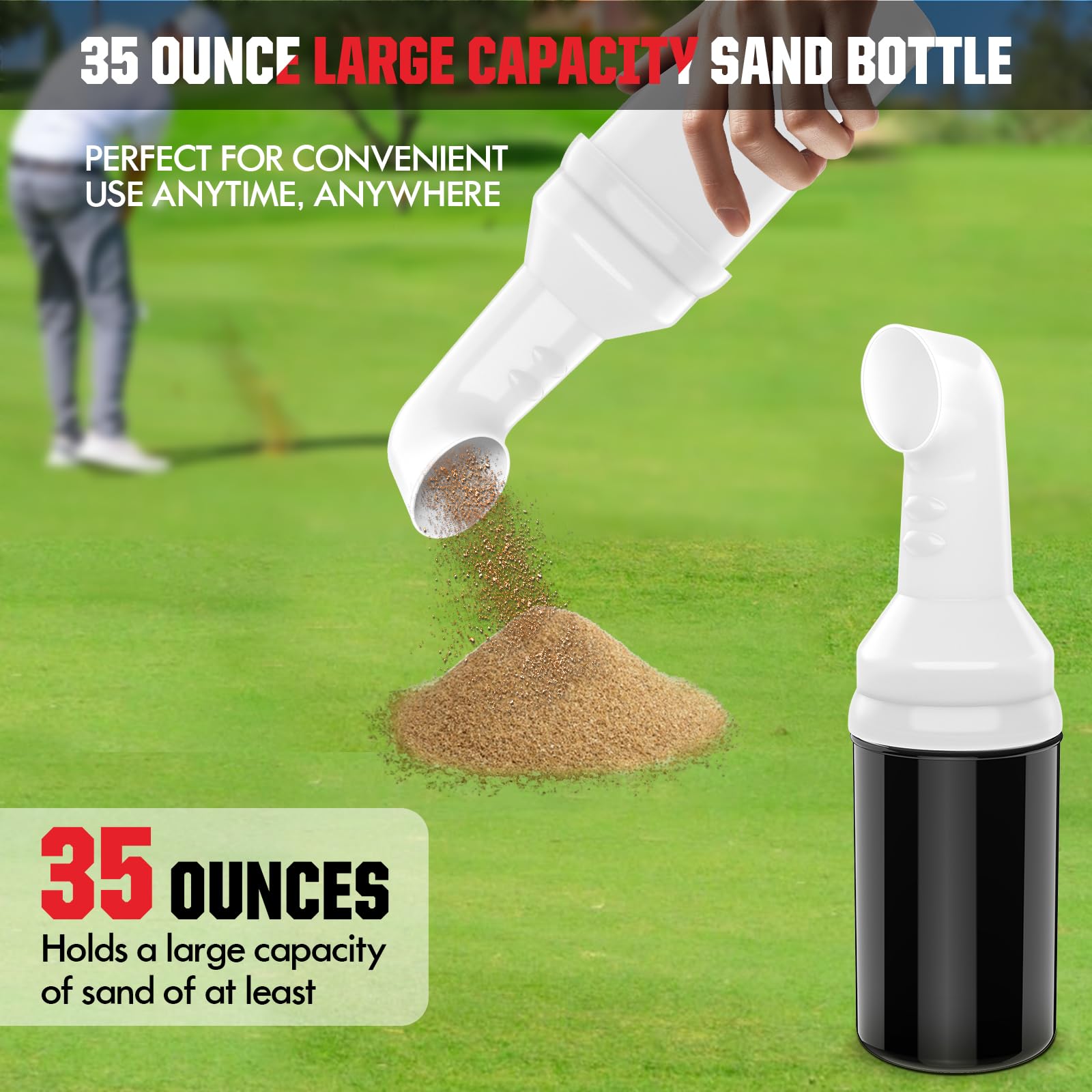 VYYOKMU Golf Cart Sand Bottle 2PCS, No Drilling Universal Golf Sand Divot Filler Container Pots with 1" Square Tube Bracket Fit Club Car, EZGO, YAMAHA Models,Seed Bottle 35 Ounce Large Capacity