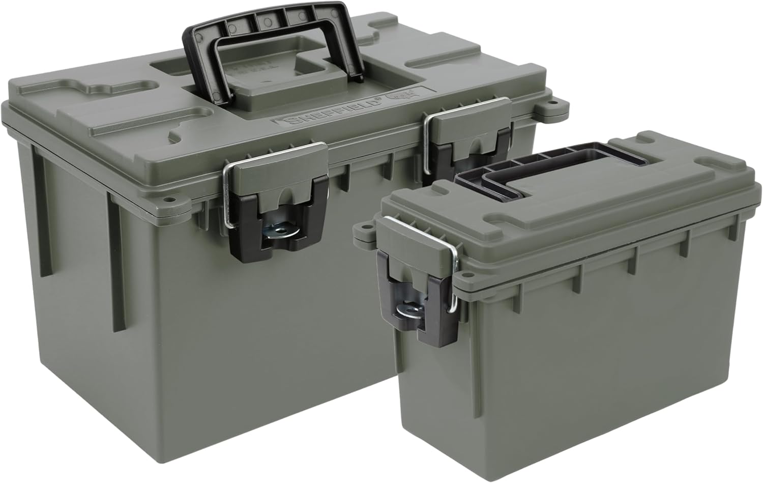 Sheffield Storage Bins - 2-Pack Stackable, Lockable & Water-Resistant Plastic Containers | Made in USA