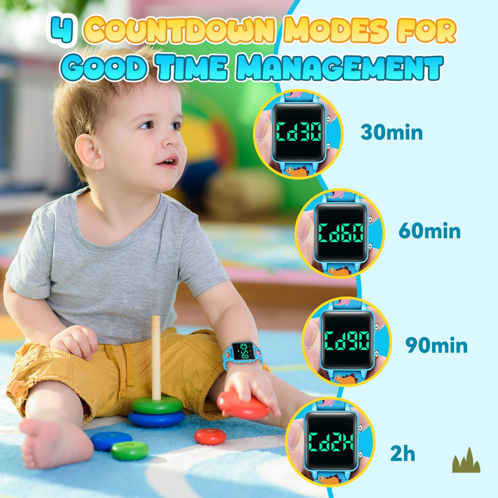 Timever Potty Training Watch for Kids 2-9, Upgraded Magnetic Charging Reminder Toddler Watch with Music/Vibration/Colorful Lights Countdown, Cute Silicone Strap Waterproof Digital Watch for Boys Girls