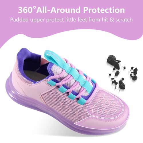 LOUGSIN Girls Light Up Shoes Lightweight Mesh Breathable Adorable GlowDash Walking Running Sneakers for Little Kid Purple Size 13