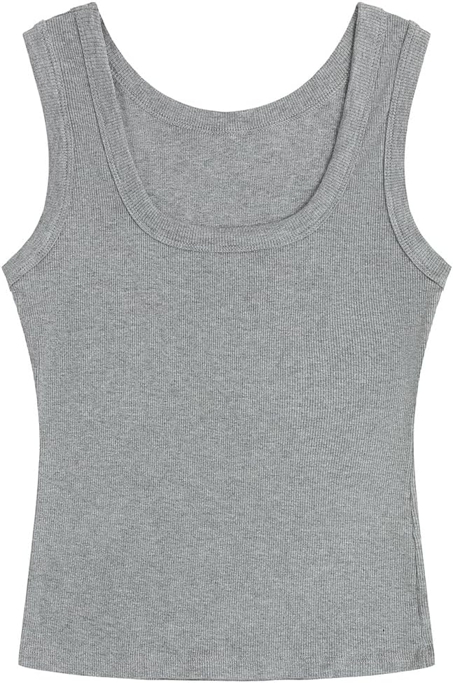 SVALIY Women's Fitted Summer Tank Top - Square Neck Ribbed Sleeveless Shirt | Stylish Basic Top