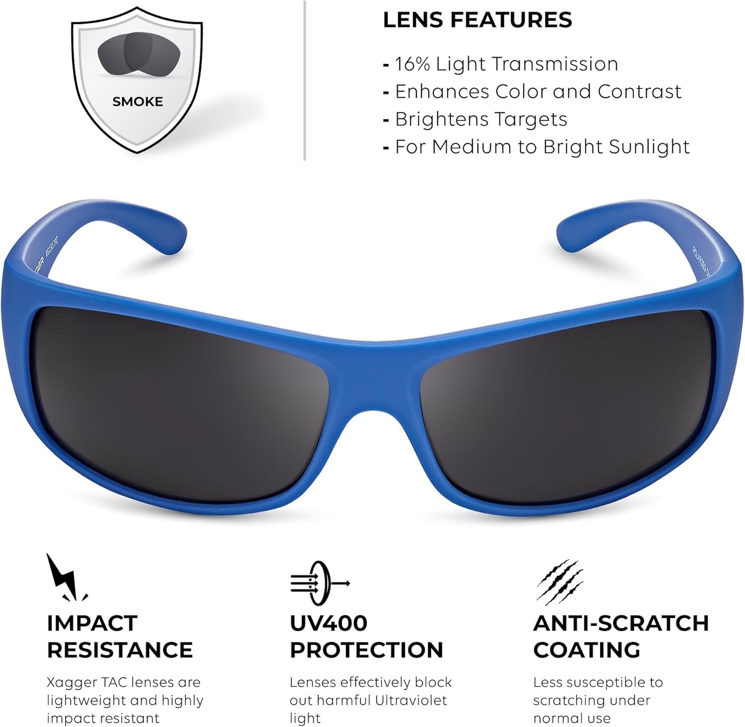 Xagger Sports Polarized Sunglasses - Men's Wrap Around TR90 Frame for Ultimate Sun Protection
