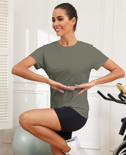 KevaMolly Workout Tops for Women - UPF50+ Breathable Short Sleeve Yoga & Running Tee
