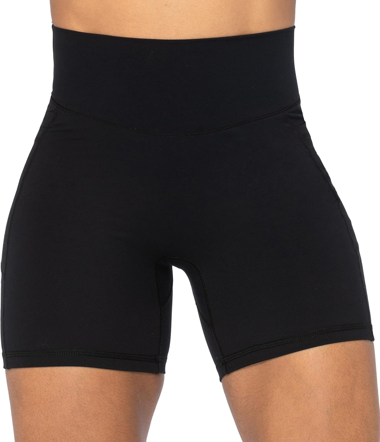 Sunzel Biker Shorts for Women - No Front Seam Design with Pockets | Tummy Control Yoga & Gym Shorts