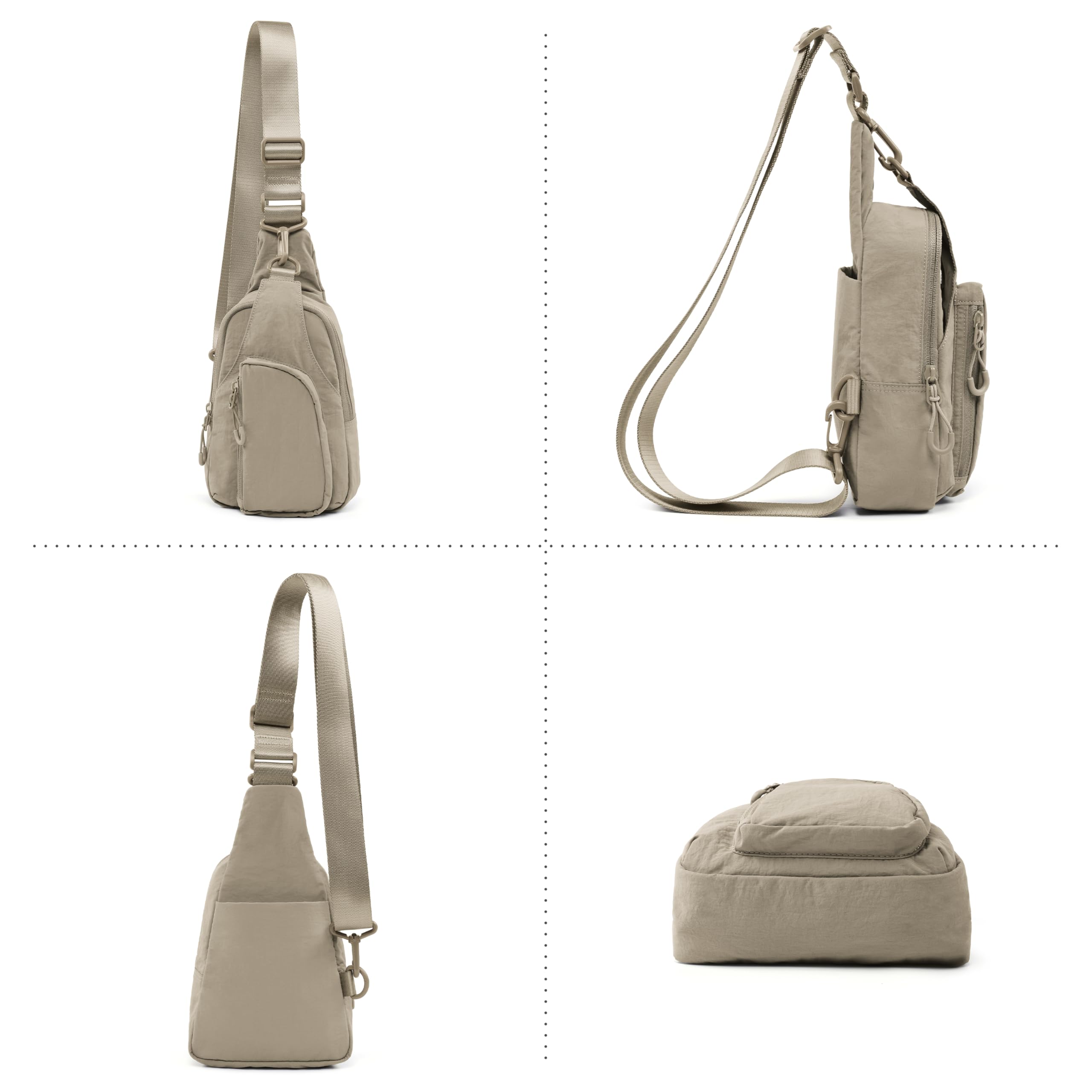 ODODOS Sling Bag with Adjustable Straps Crossbody Chest Bag Lightweight Small Backpack for Casual Outdoor Traveling Hiking, Taupe