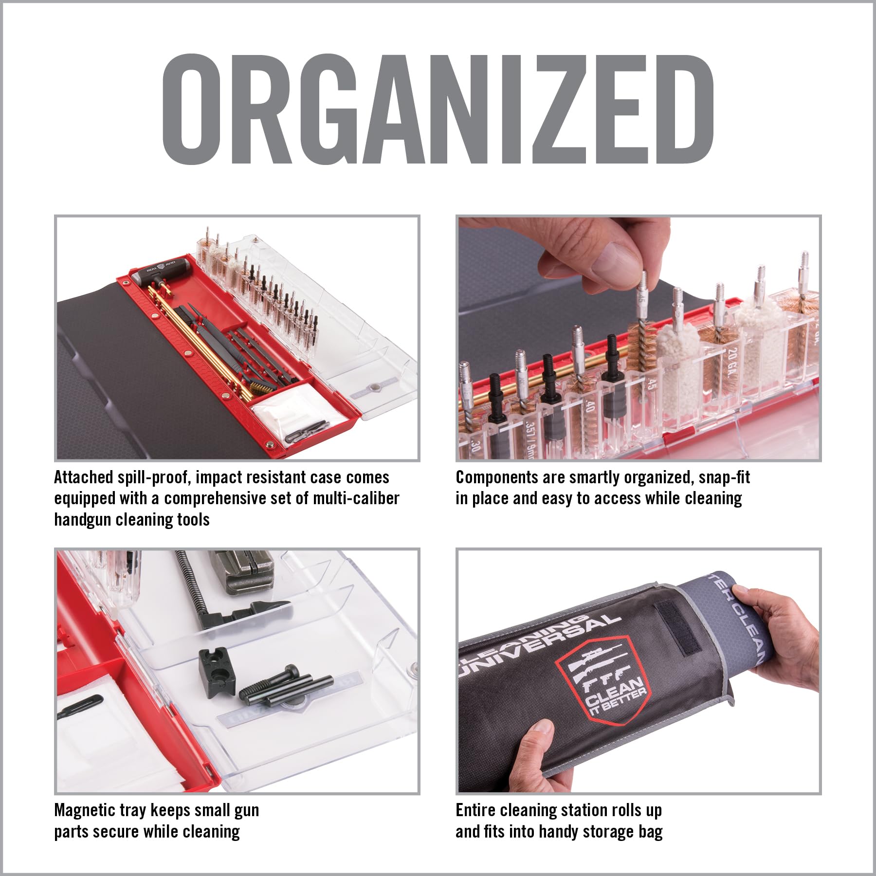 Real Avid Master Cleaning Station - Universal Gun Cleaning Kit Includes Gun Mat 43x16" Bore Brushes, Jags, Gun Cleaning Patches, Rods, Mops, Picks