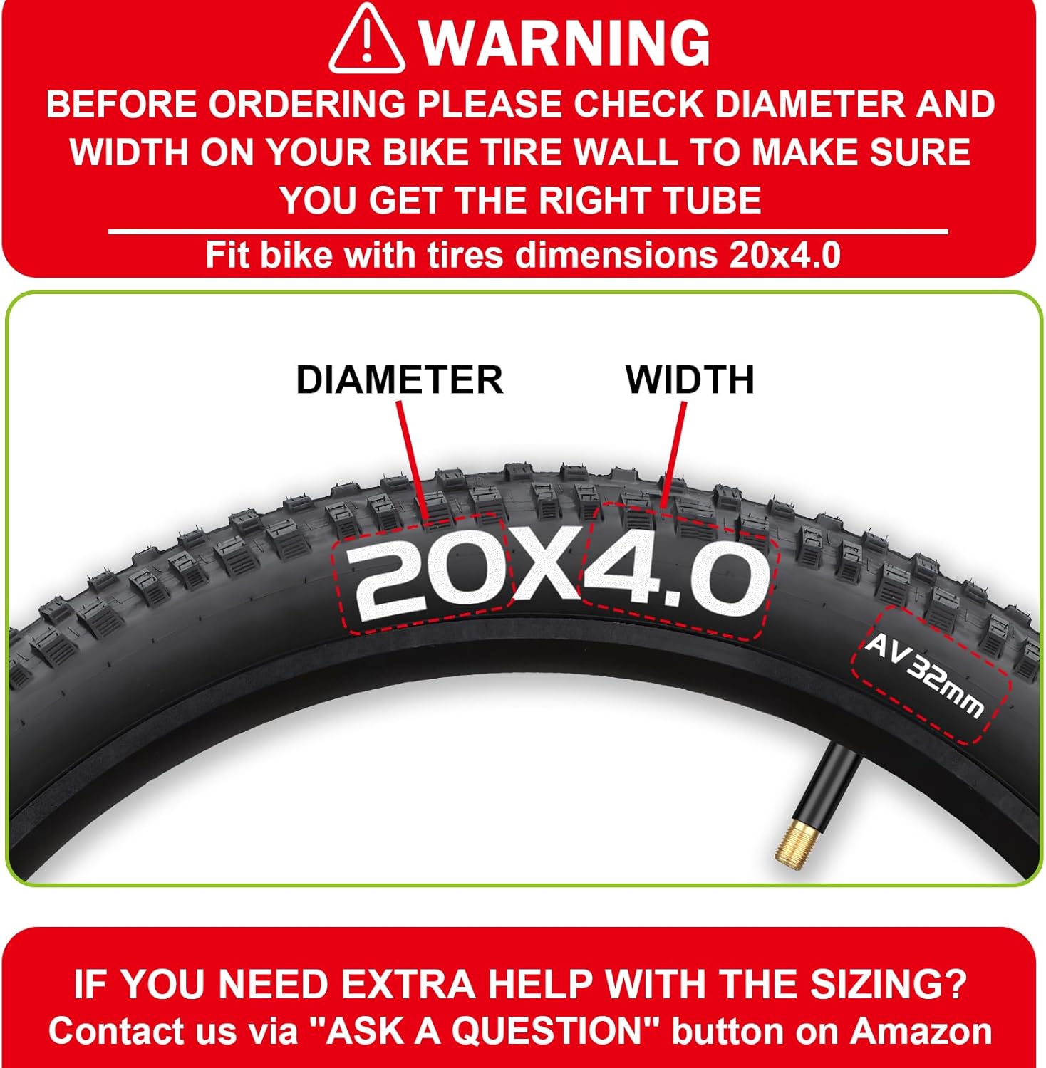 Skiennix Fat Tire Tube - 20"/26" x4.0 E-Bike Bicycle Tubes with AV 32mm Schrader Valve | Includes 2 Tire Levers