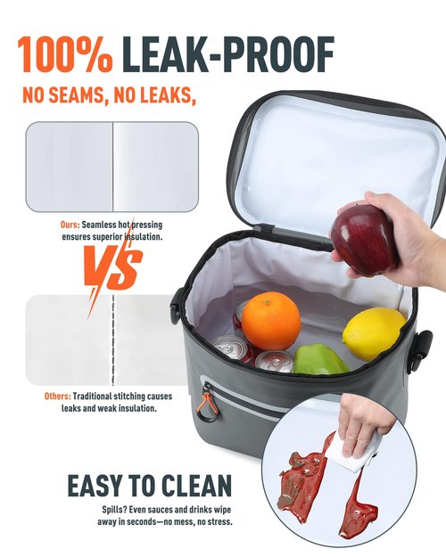 Mini Lunch Cooler Bag, 7 Can Insulated Ice Chest Box for Men Women, Waterproof, Leak-Proof, Portable Lunch Box for Work, Beach, Drink, Travel, Camping, Picnic (Small, Dark Gray)
