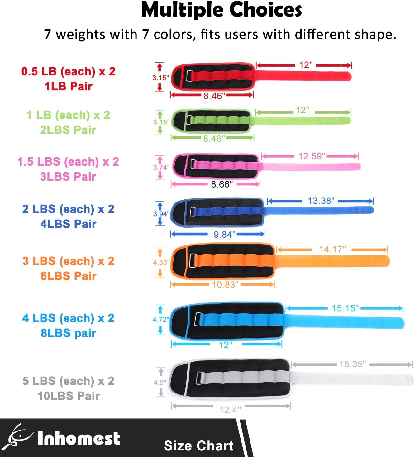 Skiennix Ankle Weights - Adjustable 0.5 to 5 LB Pair for Strength Training & Gym Workouts