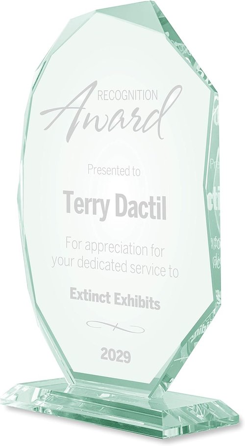 Customizable Glass Trophy Award - 8.5" Tall with Personalized Engraving | Perfect for Recognition & Retirement