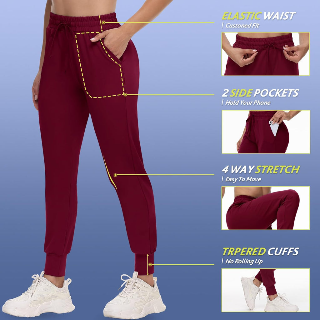 Skiennix Joggers for Women - Lightweight Comfy Sweatpants with Pockets | Perfect for Yoga & Travel