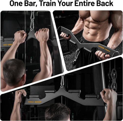 **Skiennix LAT Pull Down Bar - 6 Ergonomic Handles for Neutral Grip | Versatile Pulldown Attachment for Home Gym**