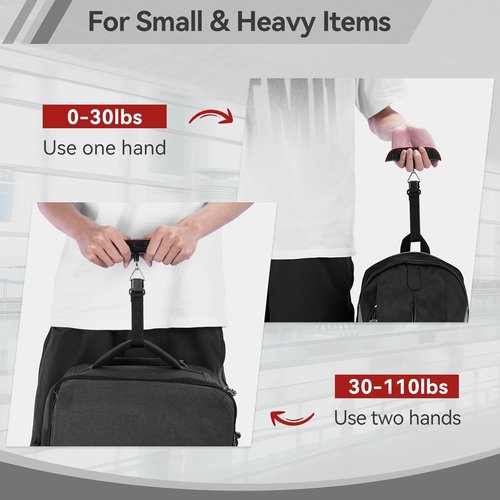 Dr.meter Luggage Scale - Electronic Balance with Backlight LCD Display | 110lb/50kg Capacity, Red