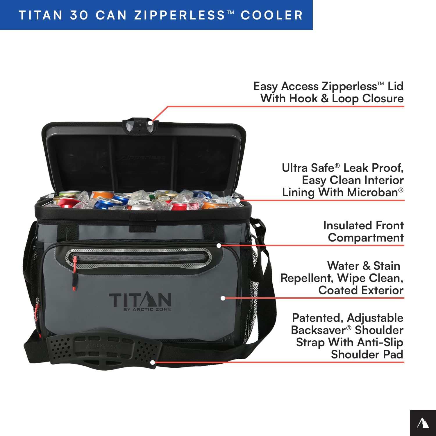 Titan by Arctic Zone Deep Freeze Cooler - Zipperless Hardbody Cooler - Deep Freeze Insulation, HardBody Liner, and SmartShelf