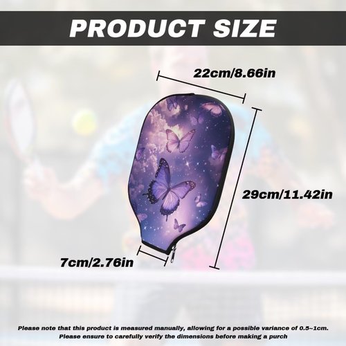 Entornuest Butterfly Pickleball Paddle Cover for Women ＆ Men Pickleball Paddle Sleeve Pickleball Paddles Accessory Paddle Storage Bag with One Size for Travel