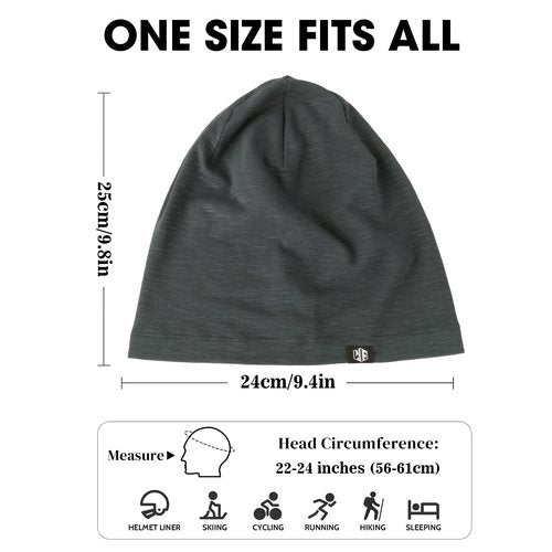 Justrideon 2 Pack Slouchy Beanie for Men & Women, Bald Skull Cap Chemo Cap for Men Soft Comfortable Lightweight for Sleep Fitness Running Hiking Workout Daily Casual Black Gray