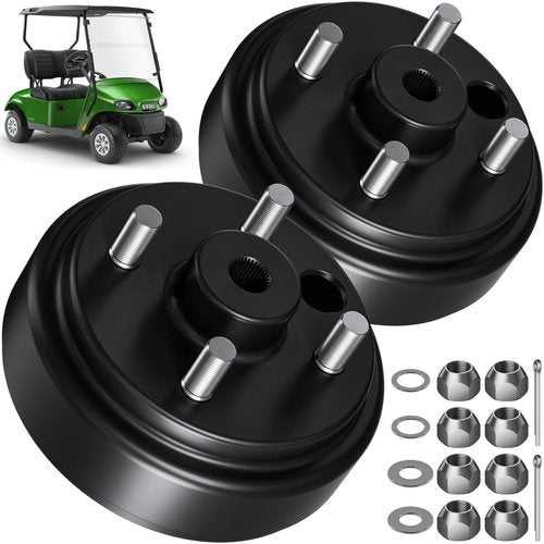 MUMPPRCE 2 pcs Golf Cart Brake Drum Hub Assembly, EZGO Brake Drum Hub Assembly for EZGO TXT PDS 1982-up Electric & 1982-1993 2-Cycle Gas Models – OEM #19186G1P, Durable, Replacement Part