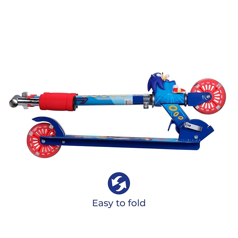 2 Wheel Kick Scooter for Kids with Sonic Variation - Foldable, Light Up LED Wheels