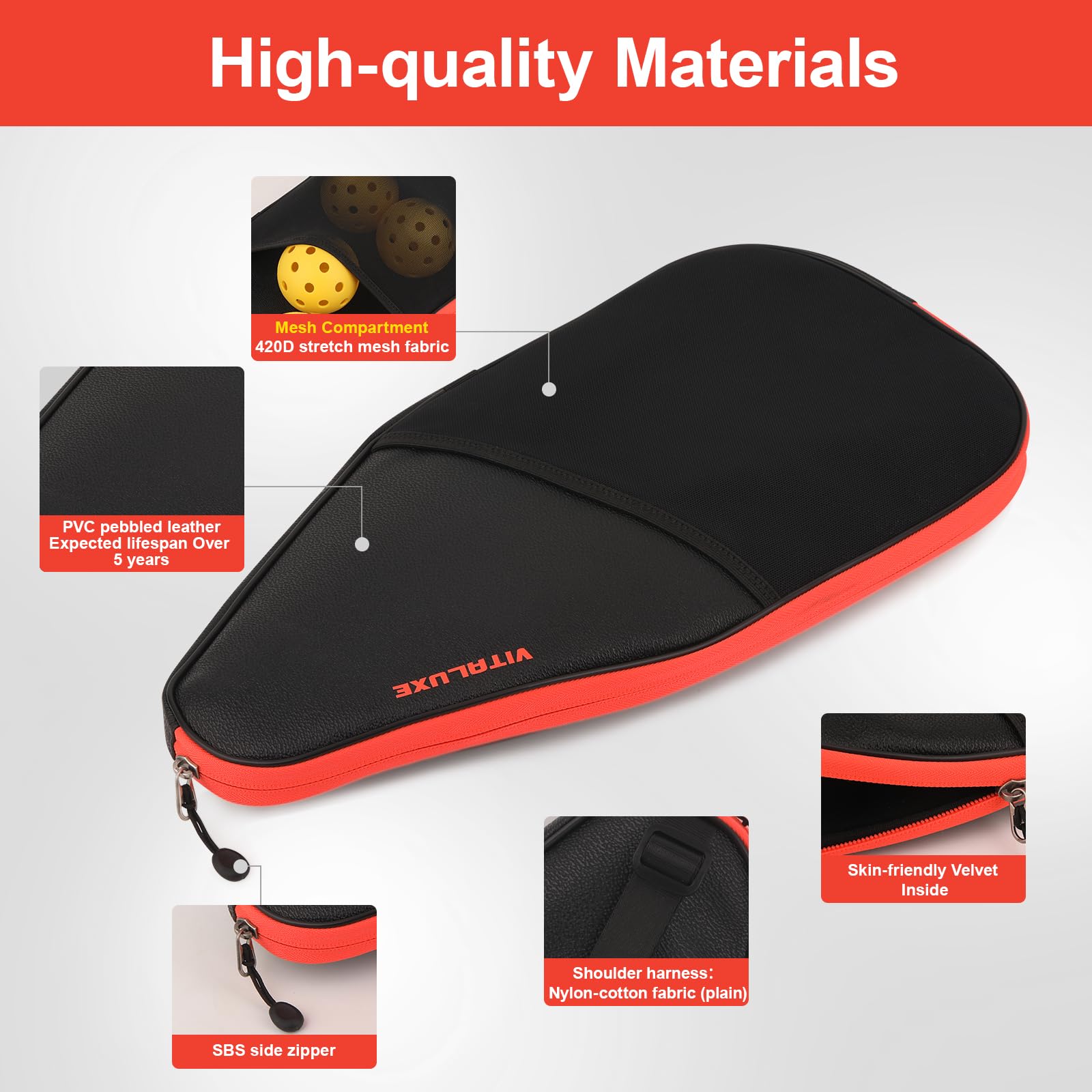 VITALUXE Pickleball Bag, Pickleball Paddle Cover/Case, Universal Size, Accessory for Gift, Compatible with USAPA Standard Rackets for Men & Women