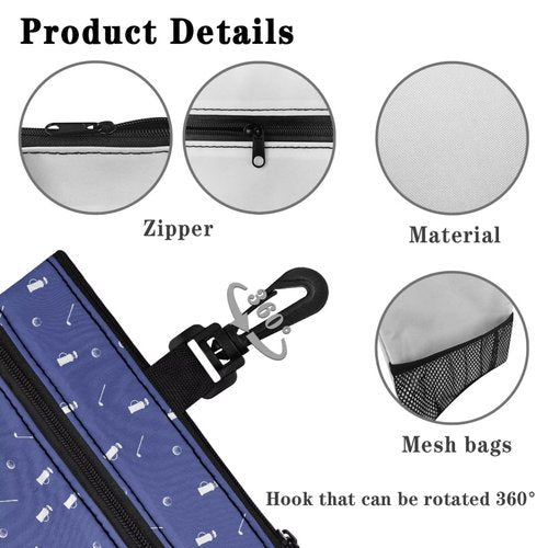 Rchsomd Blue Golf Theme Print Polyester Golf Accessory Bag Durable Golf Tees Holder Pouch for Men and Women with Zippered Pocket Portable Golf Tee Pouch